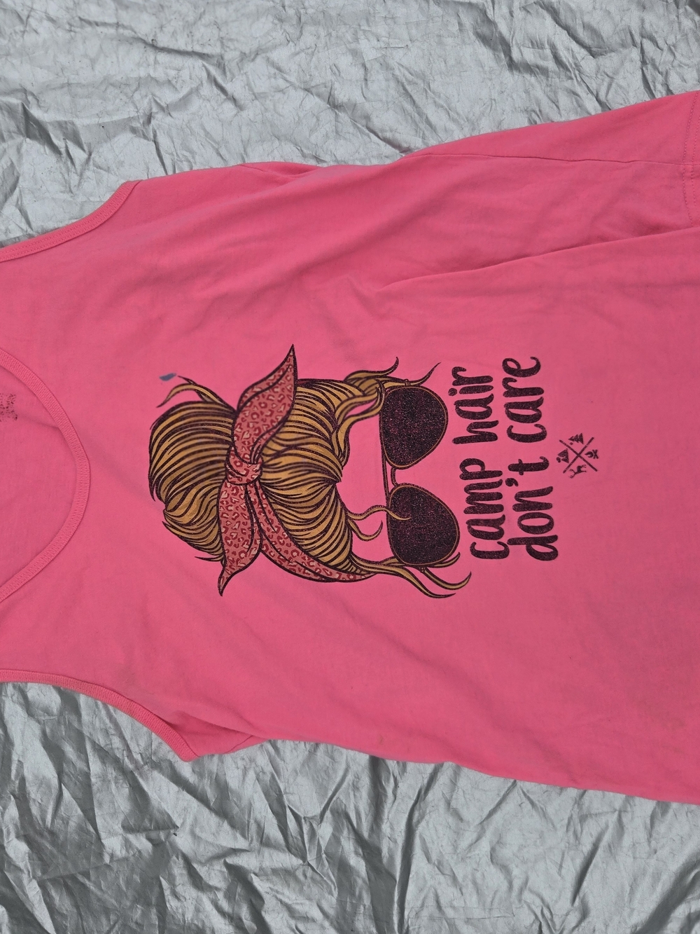 Girls' Pink 'Camp Hair Don't Care' Graphic Tank Top